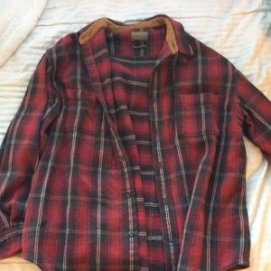 Vintage thick flannel with brown corduroy details